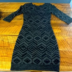small black and grey patterned sweater dress